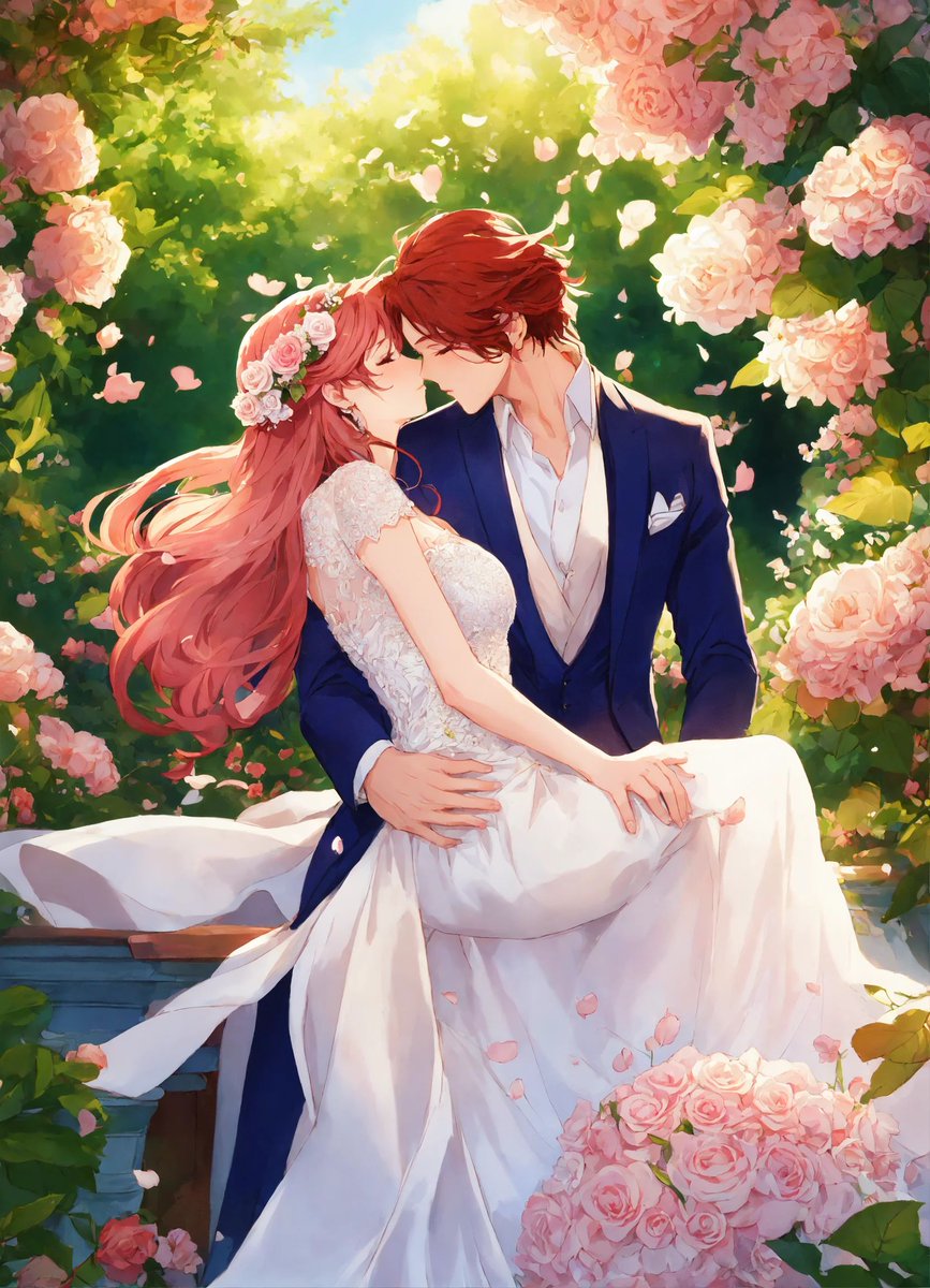 Lexicasnaps's tweet photo. "Love blooms like a rose in this anime-inspired moment. 💕🌹 #AnimeLove #RomanticGesture #MarriageGoals #RoseHair #KissOfLove #AnimeStyle #LoveStory" https://t.co/dzuEDcnNsb
