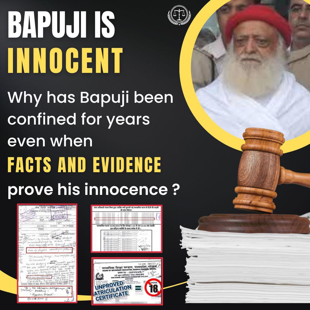 <a href="/Ankitag43729914/">Ankitagupta</a> <a href="/BapuCaseUpdate/">AsharamjiBapuCaseUpdate</a> कोर्ट में पेश सारे सबुत, लड़की की मेडिकल रिपोर्ट साबित करते हैं कि
 #BapujiIsInnocent , फिर भी निर्दोष बापूजी को सजा सुनाई गई और पिछले 11+वर्षों से हर Human Rights का हनन किया जा रहा। इच्छानुसार ईलाज की भी अनुमति नहीं।
देश के करोड़ों लोगों की मांग बापूजी को शीघ्र न्याय मिले ।