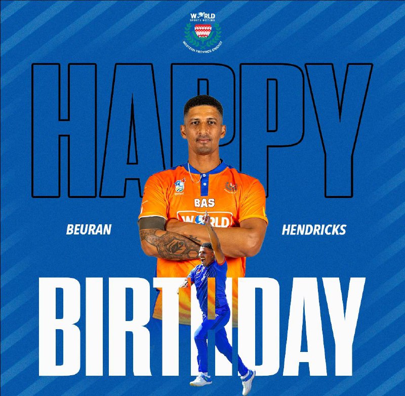 Happy Birthday Beuran Hendricks. 🎂🥳

Here’s to 35+ wickets this coming season. All the best for the year ahead. 

#westernprovince #wpcricket #BoysInBlue💙 #WSBWP🧡 #WSBNewlands #WozaNawe