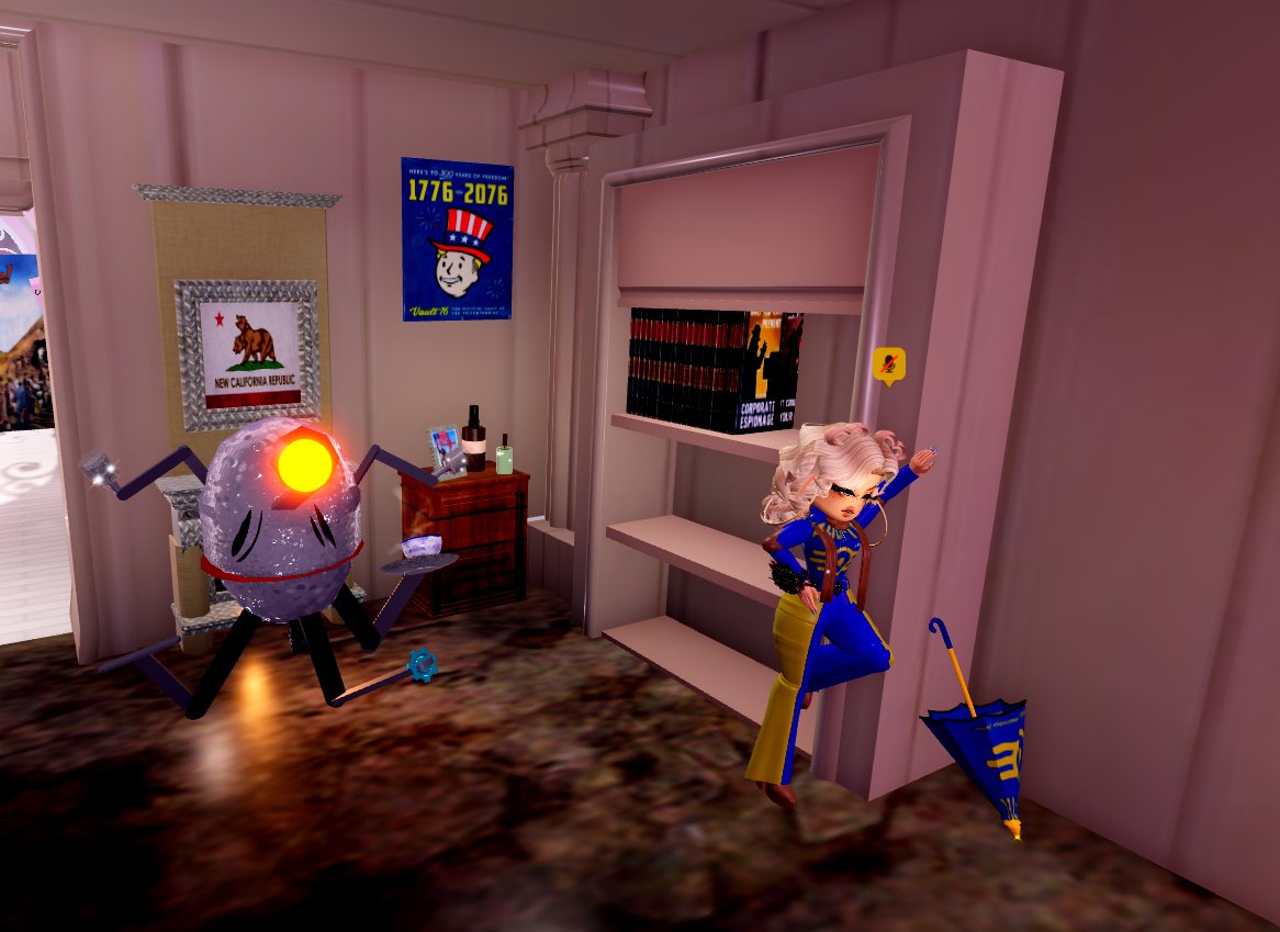daisykizma's tweet photo. i havent done dorm builds in a long time so pls be easy on me but mr handy and some more touches to the fallout house of tomorrow :) #rhdorm #fallout https://t.co/lc3ztPG5WW