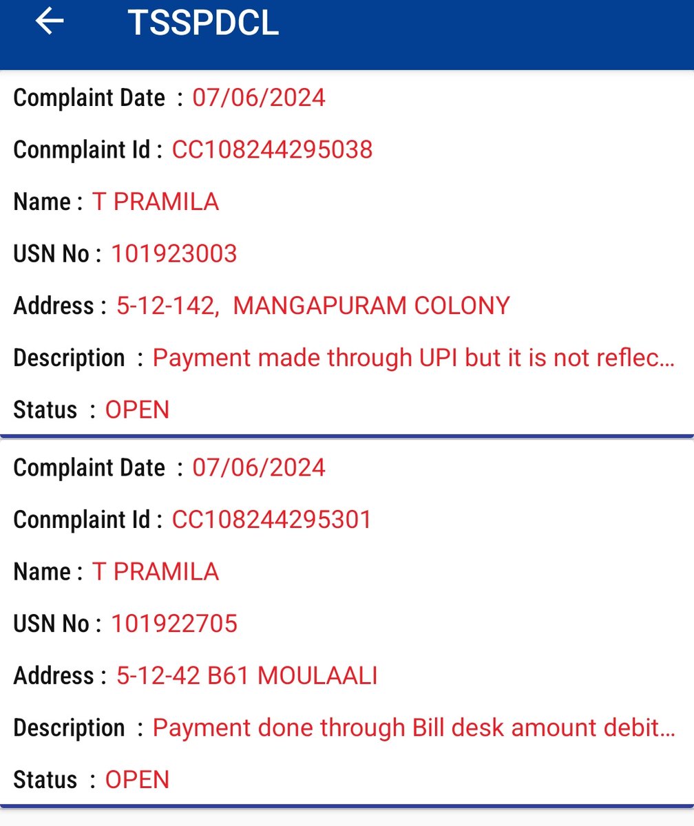 VenuRed10875552's tweet photo. Dear Sir, I have made the bill payment through TSSPDCL app Bill desk UPI payment amount debited from my account but not reflecting pls find attached screenshot and do needful @tgspdcl https://t.co/sW1NDz99Ev