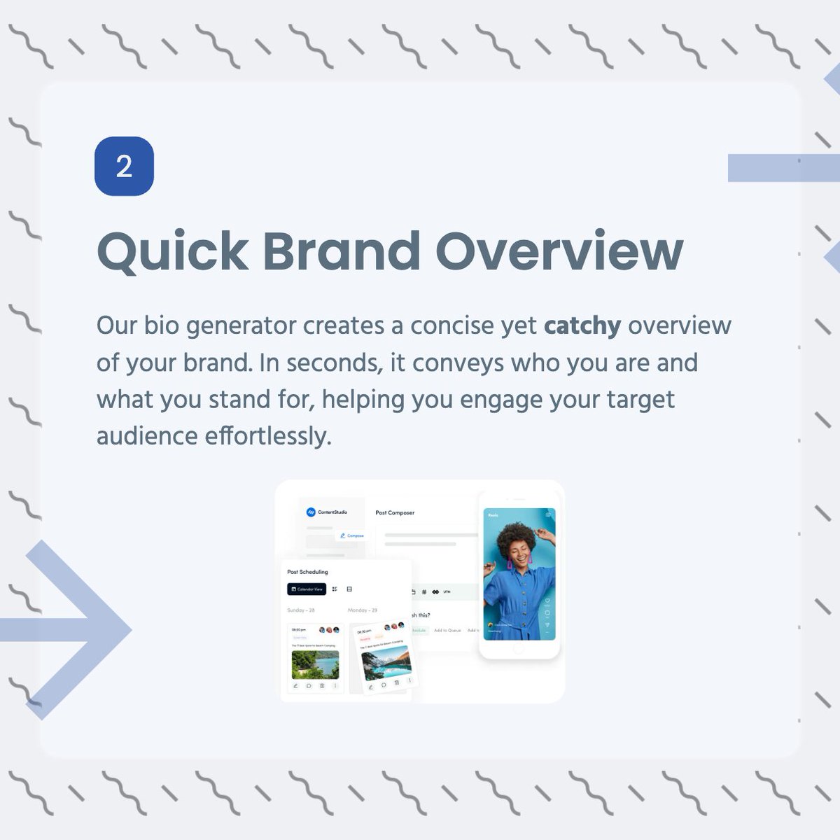 ContentStudioio's tweet image. Struggling to craft the perfect Instagram bio? 

Let our Instagram Bio Generator tool do the work for you! ✨ 

Try it now and make your profile stand out. 💙

#InstagramBio #InstagramTools #ContentStudio