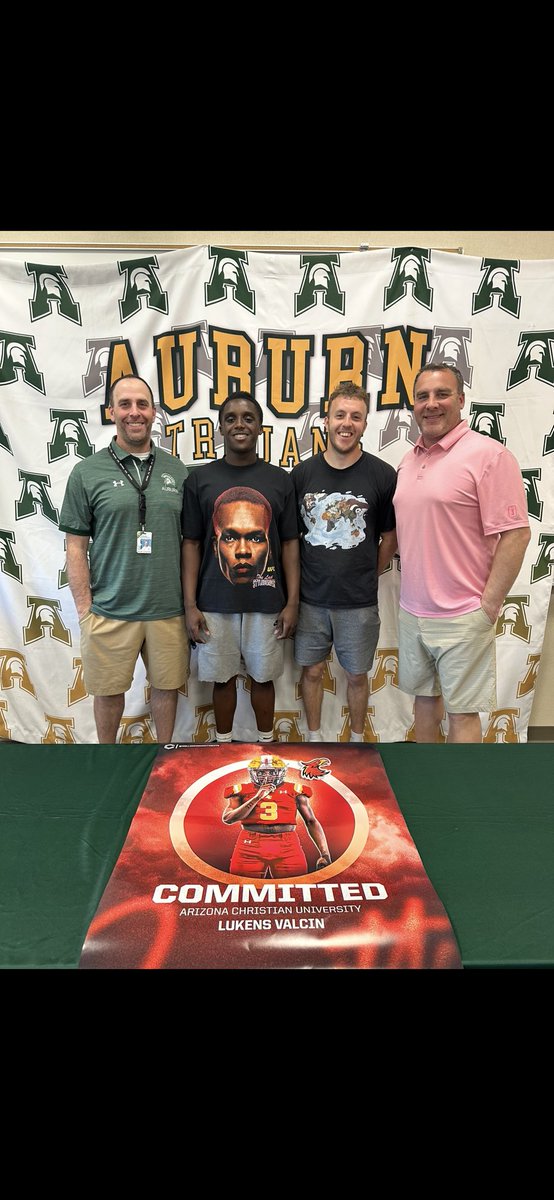 Lukens Valcin (@lukensvalcin) on Twitter photo I am extremely blessed and thankful to say, I have committed to the University Of Arizona Christan!! I thank God and my coaches for believing in me.
<a href="/anthny_garcia/">Anthony Garcia</a> <a href="/JeffBowenACU/">Jeff Bowen</a> <a href="/CoachHarrisACU/">Ben Harris ACU</a> <a href="/coach_achantler/">Aaron Chantler</a> @TheVDPShow <a href="/ATrojansSports/">Auburn Trojans Sports</a> <a href="/ahstrojanfball/">AHS Trojan Football</a> I am extremely blessed and thankful to say, I have committed to the University Of Arizona Christan!! I thank God and my coaches for believing in me.
<a href="/anthny_garcia/">Anthony Garcia</a> <a href="/JeffBowenACU/">Jeff Bowen</a> <a href="/CoachHarrisACU/">Ben Harris ACU</a> <a href="/coach_achantler/">Aaron Chantler</a> @TheVDPShow <a href="/ATrojansSports/">Auburn Trojans Sports</a> <a href="/ahstrojanfball/">AHS Trojan Football</a>