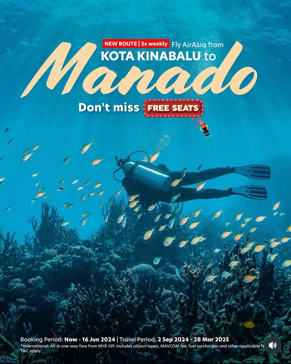 pmbrutiketmurah's tweet photo. AirAsia Free Seats telah berlangsung sekarang. 

Antara destinasi yang dihighlight: Penang, JB, Kota Kinabalu, Bali, Medan, Siem Reap, Pattaya, Manado, Xi’an, Chengdu, Perth, Osaka, Seoul, Almaty dan banyak lagi

✅ Tempoh promosi: Sekarang - 16 Jun 2024

✅ Tempoh penerbangan: 2 Sept 2024 - 8 Oktober 2025

🤟🏻Tiket penerbangan domestik serendah RM28 sehala all-in

🤟🏻 Tiket penerbangan antarabangsa serendah RM75 sehala all-in.