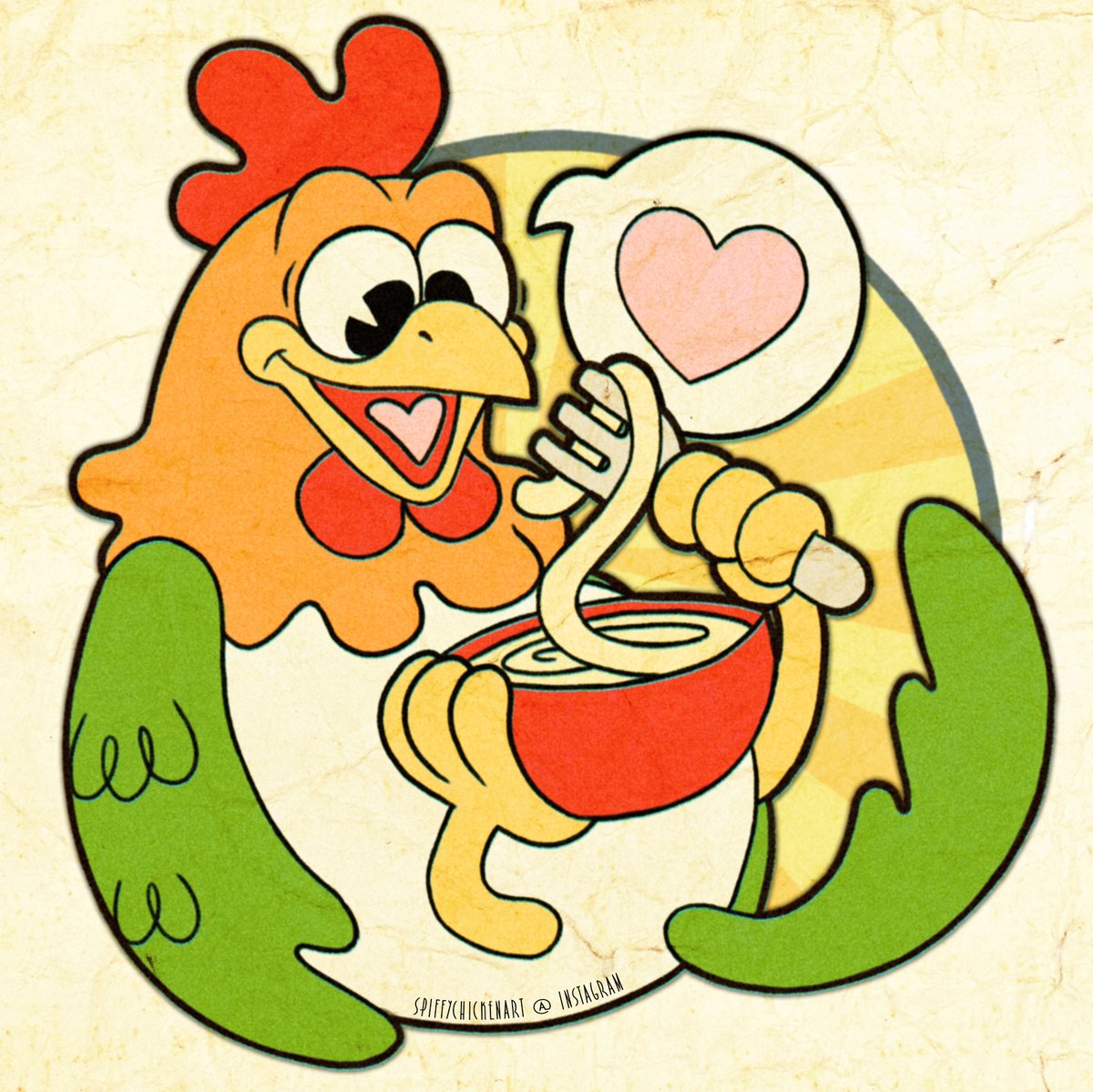 Revisiting a piece from 2014, the "Chicken Noodle"! 🐔