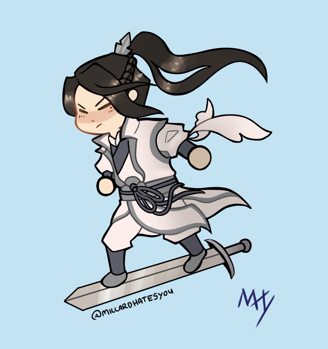 MillardHatesYou's tweet photo. I wanted a cute sticker of Liu Qingge and since I like to make my life harder I designed one #LiuQingge #svsss #mxtx #ScumVillainSelfSavingSystem https://t.co/27rxPG2BkJ