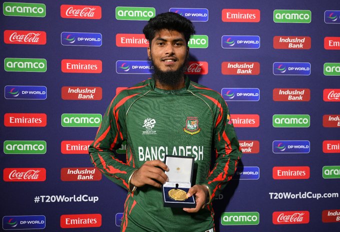 Rishad Hossain is named Player of the Match for his superb bowling spell of 3/22. 🇧🇩👏 📹 Credits: Twitter/BCBtigers