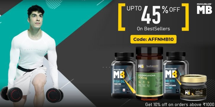 AmazingDealzIn's tweet image. Up To 45% Off On BestSellers 🤩

Get 10% off on MuscleBlaze Fitness items above ₹1000 💪🏻

📌 Use Code: AFFNMB10
😀 👉 Link: clnk.in/uI6T

#musclebuild #ProteinSupplements