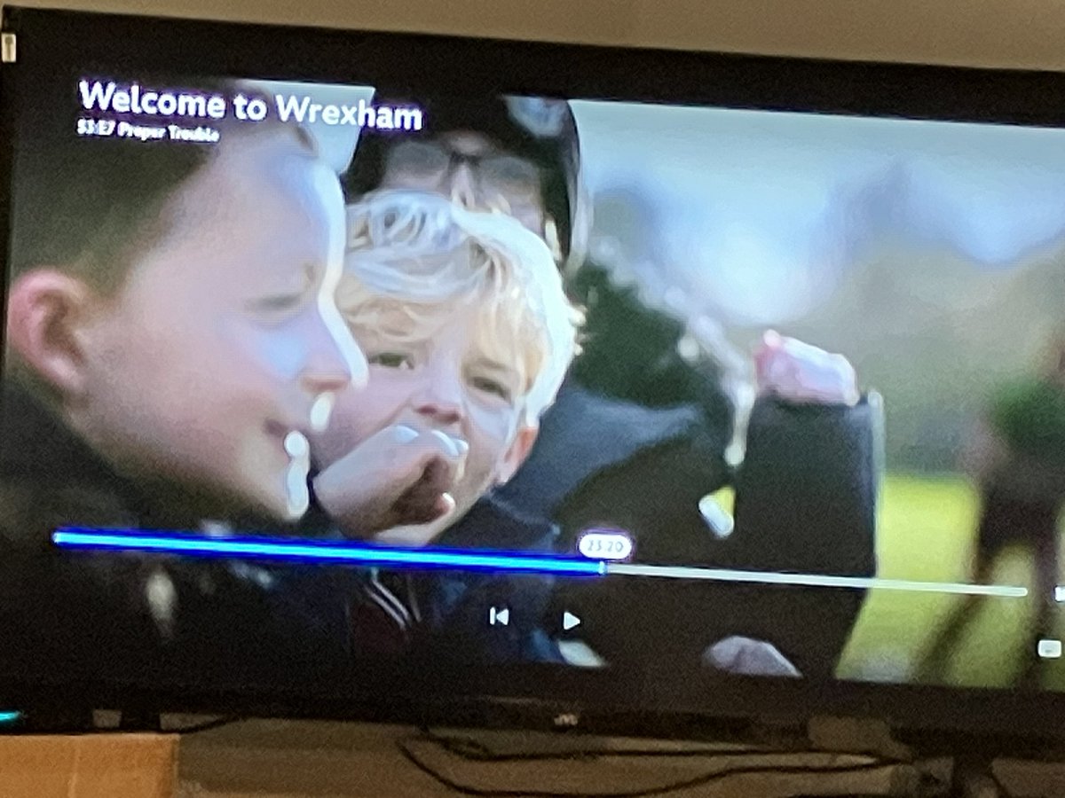 Sweet_Carrie007's tweet photo. @WrexhamAFCWomen Max and his friends cheering on the women on the documentary ❤️ we can’t wait for September again at the Rock! ❤️ 🪨 https://t.co/gSU4bp4RH6