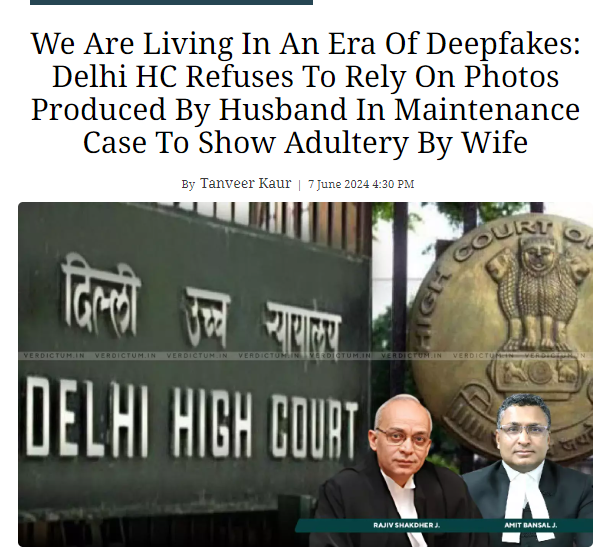 The husband submitted photos as evidence for wife's #adultery.

Instead, the Family Court ordered the appellant to pay #maintenance Rs.75,000/- monthly to the respondent, with a yearly increase of 7%.

Even photos are not valid to prove adultery.
The what, you need live video?
