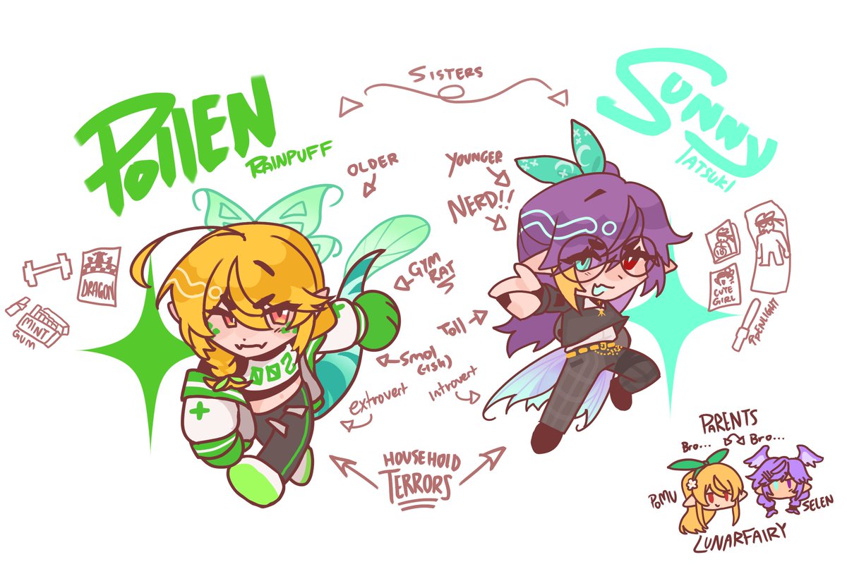 0rcazone's tweet photo. been meaning to do thiiis but a reintroduction to my lunarfairy lovebaby ocs that i draw an abnormal amount of!!!!!!!!!!!!!!
pollen rainpuff & sunny tatsuki uueeee theyre my qtpies https://t.co/IEIh8XWzo4
