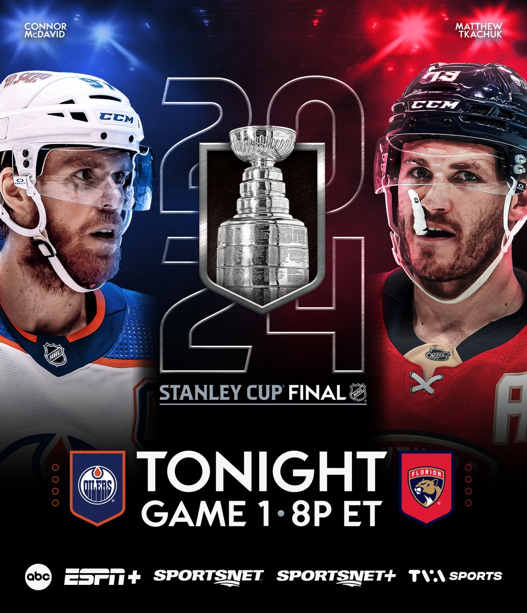 NHL (@nhl) on Twitter photo IT'S TIIIIIIIMEEE! β³
πΊ: <a href="/EdmontonOilers/">Edmonton Oilers</a> vs. <a href="/FlaPanthers/">Florida Panthers</a> Game 1 of the #StanleyCup Final TONIGHT at 8p ET on ABC, <a href="/espn/">ESPN</a>+, <a href="/Sportsnet/">Sportsnet</a>, Sportsnet+, and <a href="/TVASports/">TVA Sports</a> IT'S TIIIIIIIMEEE! β³
πΊ: <a href="/EdmontonOilers/">Edmonton Oilers</a> vs. <a href="/FlaPanthers/">Florida Panthers</a> Game 1 of the #StanleyCup Final TONIGHT at 8p ET on ABC, <a href="/espn/">ESPN</a>+, <a href="/Sportsnet/">Sportsnet</a>, Sportsnet+, and <a href="/TVASports/">TVA Sports</a>