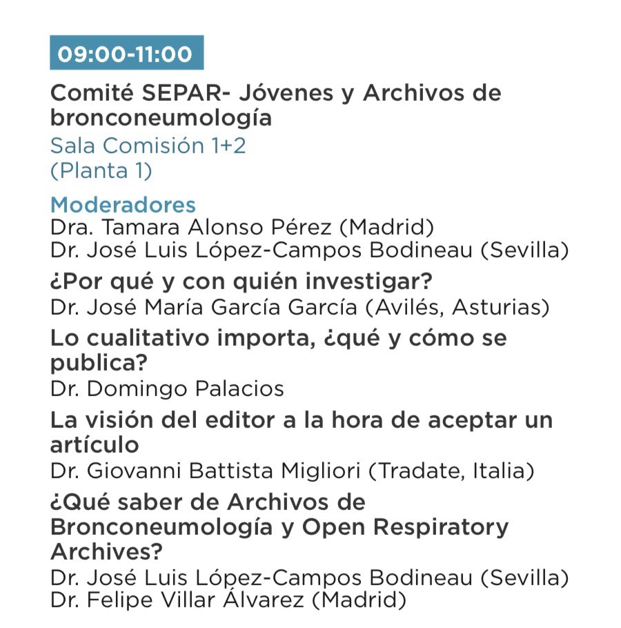 A las 9 horas te esperamos en el 57°Congreso SEPAR Valencia. Mesa conjunta <a href="/SeparJovenes/">SeparJóvenes</a> <a href="/ArchBronconeumo/">Archivos de Bronconeumología (FI 9,2 D1)</a> <a href="/OpenRespiratory/">Open Respiratory Archives</a> <a href="/SeparRespira/">SeparRespira</a>