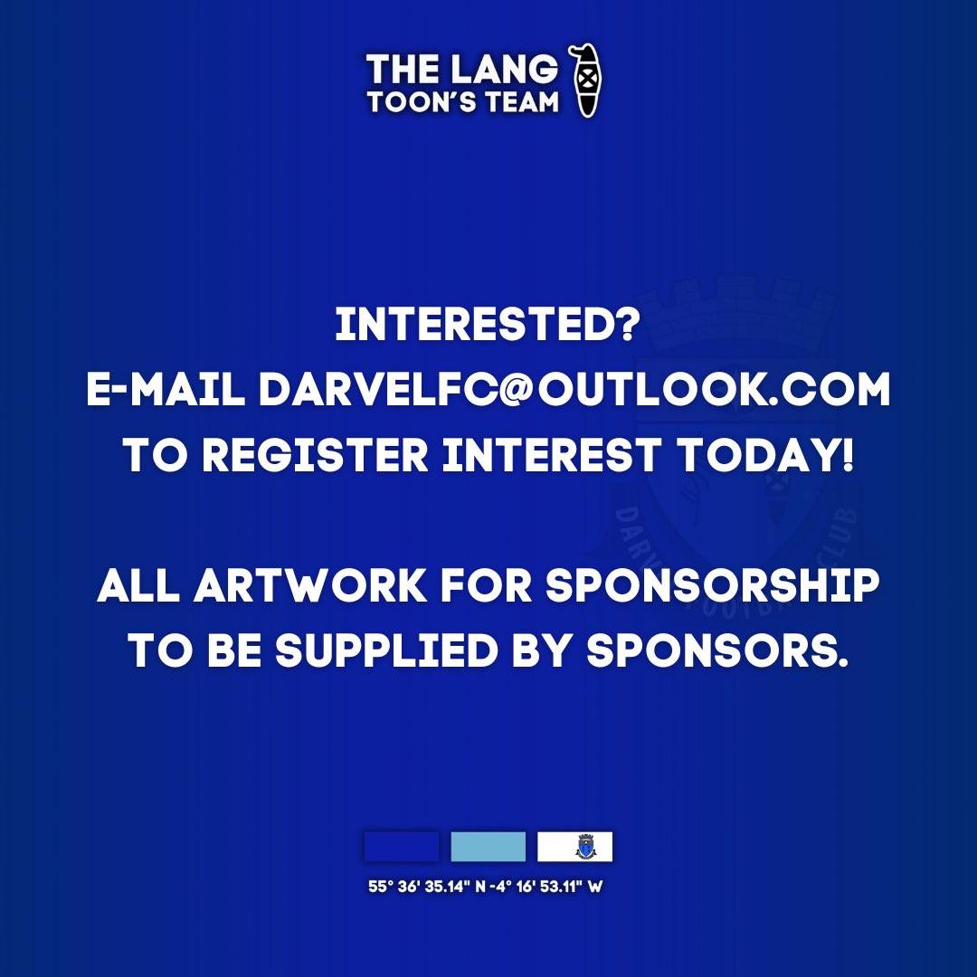 SPONSORSHIP OPPORTUNITIES | With an average engagement of around 25,000 users on Twitter and a reach of around 110,000 on Facebook. Darvel FC can help your company gain more public exposure.

Interested? Contact us today.

#TheLangToonsTeam

💙🤍🖤