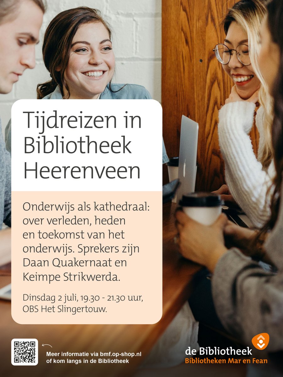 2 juli 2024 de 3e TIJD-reis in Heerenveen: onderwijs als kathedraal, met Daan Quakernaat en Keimpe Strikwerda. Wat zijn de knelpunten in het huidige onderwijs en kan langetermijndenken oplossingen bieden? 
Toegang gratis, wel even aanmelden: bmf.op-shop.nl/2909/onderwijs…
