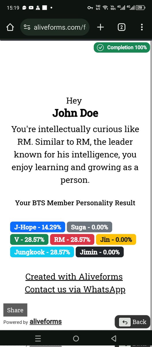aliveforms's tweet photo. #BTS quiz result screen https://t.co/hgV8IyLCEo