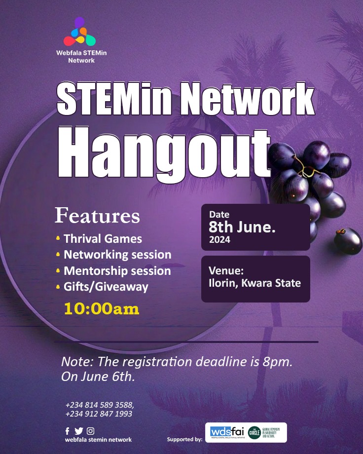 Braktom99's tweet photo. Hello guys!!!!
I'm currently at Webfala stemin hangout, it is fun and educative. Thank you @WebSTEMinNtwrk for organizing this amazing program
#WebfalaSteminNetworkHangout
#Ladiesintech
#SteminHangout
#WebfalaFellow https://t.co/brlOtJePDM