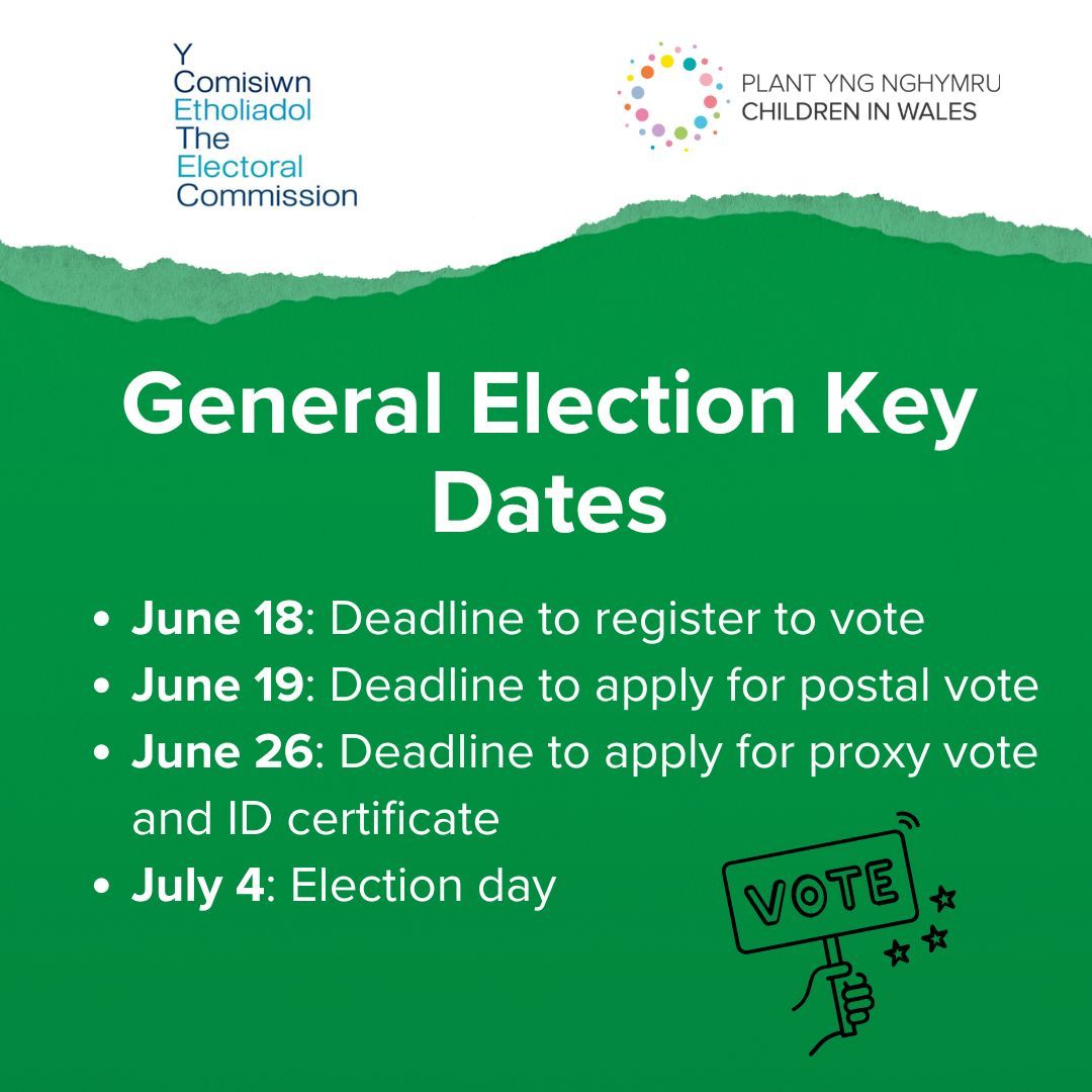 The #GeneralElection is set for July 4th, so we thought we'd highlight some important dates that you need to consider as a voter. 📆

Make sure to register to vote before 11:59pm on June 18th to have your say. 📢 Your voice matters! 💪 

gov.uk/register-to-vo…