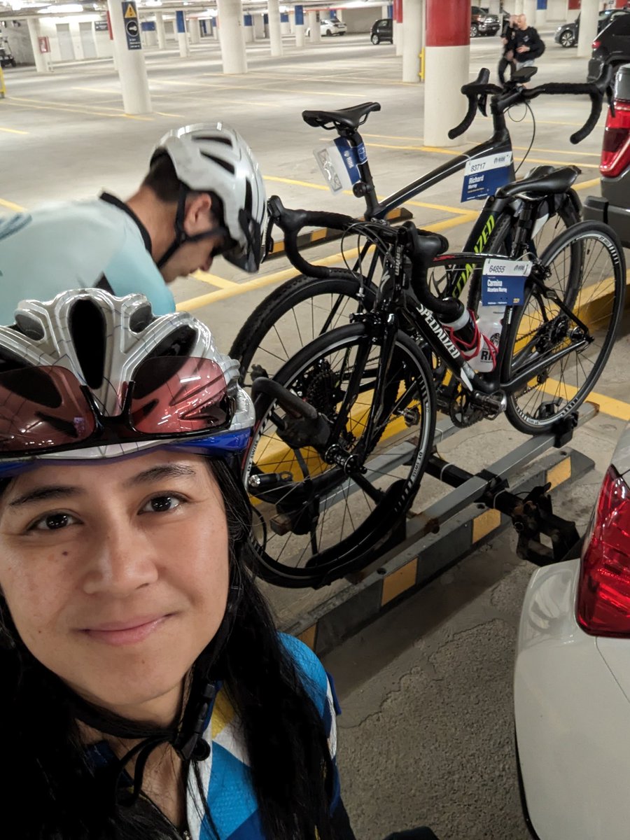 CarminaMurray's tweet image. Car is parked. Bike tires getting pumped up. #ride2conquer