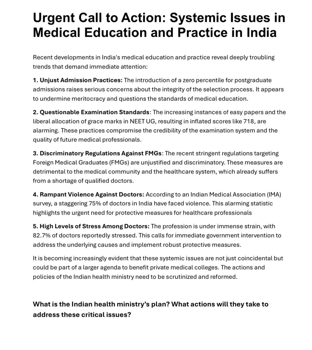 PankajF72121885's tweet photo. What is the Indian government plan? @official_aimsa @NMC_IND @NTA_Exams @RahulGandhi @PMOIndia @IndiaToday @ShashiTharoor @BBCWorld @aajtak @INCIndia @AlJazeera @IMAIndiaOrg @CNNnews18 @DainikBhaskar @boneteacher
#corruptionofNTA
#NEET #FMGs #DoctorsProtection https://t.co/oGz42fHvnQ