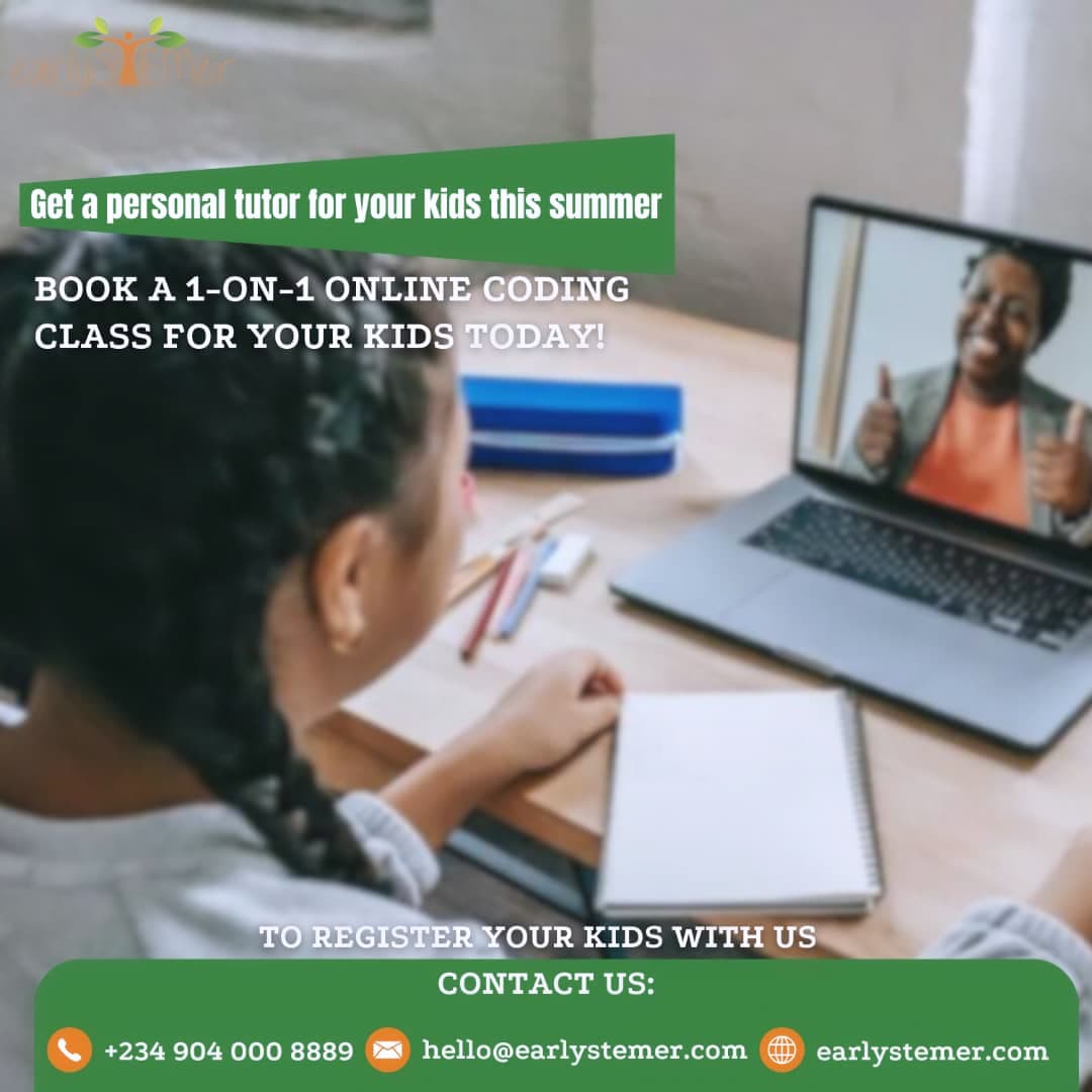 earlystemer's tweet photo. This is for you if you'll like your kids to have a personal tutor for our upcoming virtual summer camp

Date: Jun 24 - August 30, 2024 

Pricing:
- Virtual Summer Camp (8 lesson course)₦55,000.00 https://t.co/jfRo0cVnHL