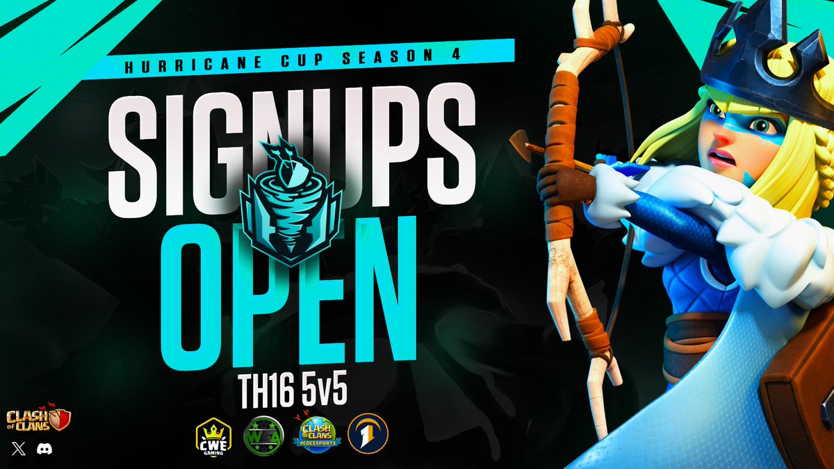 Hurricane Cup Season 4 is finally here! 
Signups are live! 
Head on over to our discord server to register your team and join the hundreds of top teams globally in this amazing tournament! 

discord.com/invite/EPvPUXm…