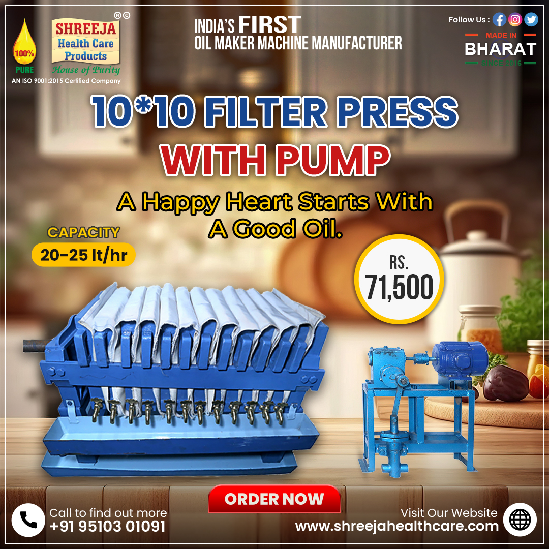 shreejahealth's tweet image. 📢 આજથી ઘરમાં જ તાજું તેલ બનાવવાનું આરંભ કરો
➡️ Model: 10*10 Filter Press With Pump
☎️ +91 95103 01091
📧 sales@shreejahealthcare.com
🛒 shreejahealthcare.com
#shreejahealthcare #oilmanufacturersmachine #filterpress #oilmachine #oilextraction #oilprocessing #manufacturing