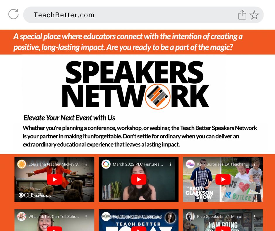 teachbetterteam's tweet image. Embark on a journey through our exclusive Teach Better Team Speakers Network, where innovation meets inspiration. Elevate your teaching game and unlock your full potential with every click. buff.ly/2TDXKT2 #EduChat #TeacherInspiration #GlobalEd
