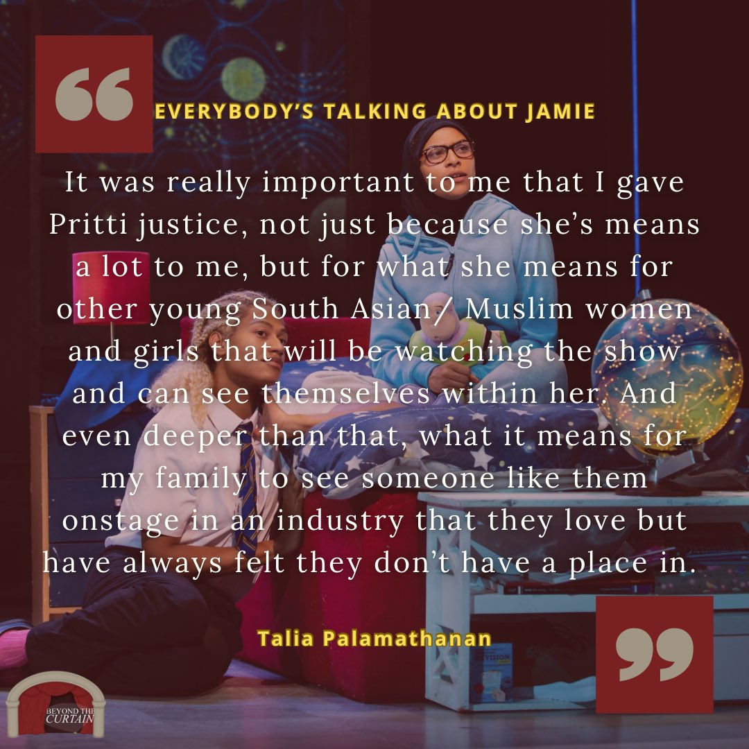 “I like to see her as the angel on the real Jamie’s shoulders and is a personified form of all his ambitions.”

<a href="/TPalamathanan/">Talia Palamathanan</a> chats about playing Pritti Pasha in <a href="/JamieMusical/">Everybody’s Talking About Jamie - Musical</a> ahead of visiting <a href="/MKTheatre/">Milton Keynes Theatre</a> (10-15 June).

beyondthecurtain.co.uk/2024/06/talia-…