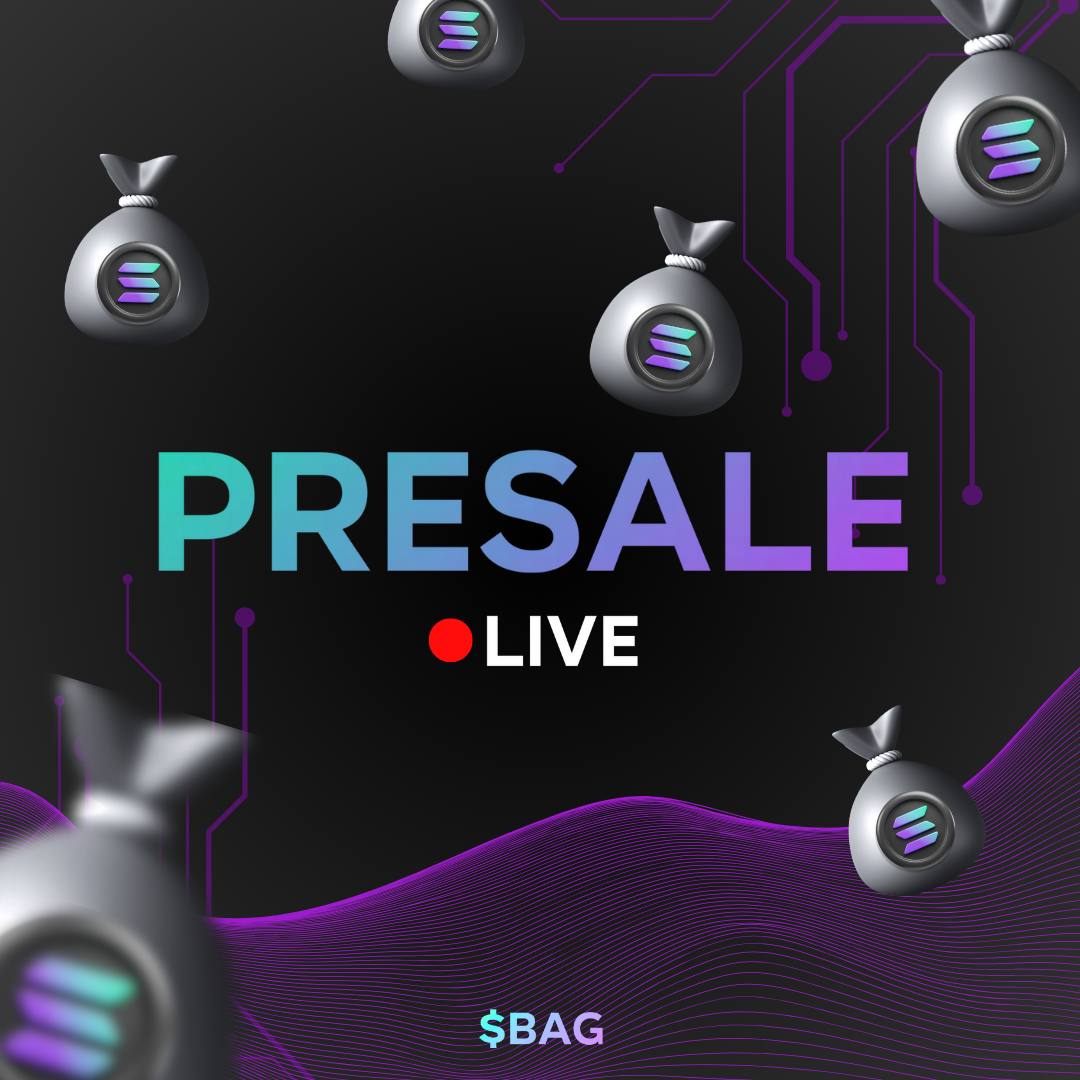 Theruggerteam's tweet photo. $BAG Presale is live!

We have officially opened the gates for our community. ALL participants will get 50% more $BAG 💰

Send min 0.5 $SOL to 👇

DBa5rvAreRJEF3NhDdyTuTkTFBkxe755kThKmxdwWjXz

Token launch coming on June 10th.

💜 + RT + drop your SOL wallet for a bonus! https://t.co/vNqBgoUJ17