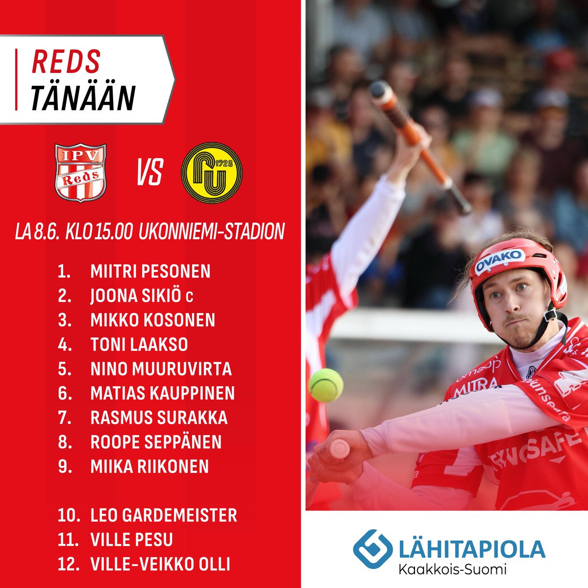 IPVreds's tweet photo. PelipÀivÀ UkonniemessÀ
Pesis on parasta paikan pÀÀllÀ!
#pesis #ipvreds #ipv #miunseura #imatra
Vieraana @patturaahe
Ottelu alkaa klo 15 https://t.co/FUikEnnzD7