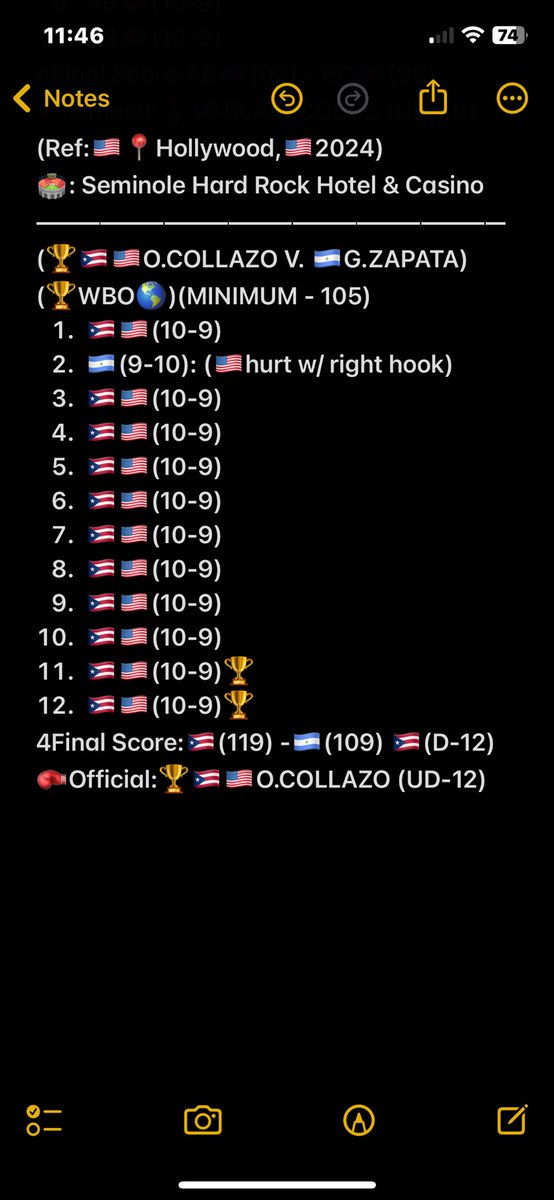R4R1923's tweet photo. #GoldenBoy #CollazoZapata #Collazo #Zapata @GoldenBoyBoxing @DAZNBoxing
RESULTS:🏆🇵🇷🇺🇸O.COLLAZO (UD-12)
——————————————————
NOTES: COLLAZO DOMINATED THIS FIGHT IN EVERY ASPECT EXCEPT THE 2ND ROUND. ZAPATA HIT COLLAZO WITH A STRONG RIGHT HOOK THAT SHOOK THE CHAMPION AND MADE HIS LEGS WOBBLE BUT DID NOT FALL AND AND MANGED TO FINISH THE ROUND OFF STRONG. THAT WAS THE ONLY DISCREPANCY ON THE NIGHT FOR COLLAZO AND HE COASTED THROUGH ALL THE ROUNDS TO WIN STRONG ON THE SCORE CARDS.
