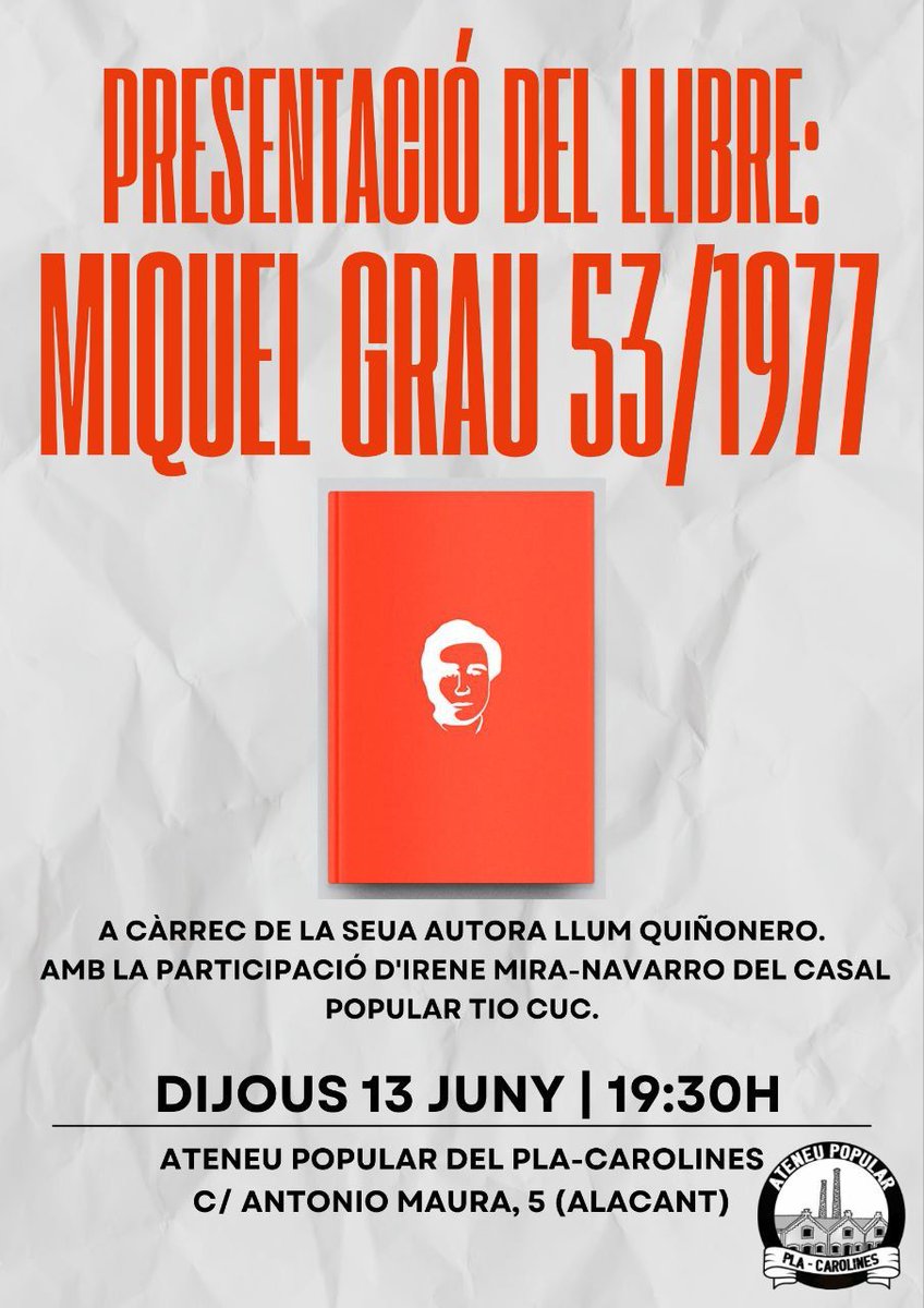 Ateneucarolines's tweet image. Llum Quiñonero, que presencià l’atemptat ultradretà contra Miquel Grau i tingué un paperclau en tots els esdeveniments que va desencadenar, traça un retrat exhaustiu de l’època que uneix els records personals amb la investigació.