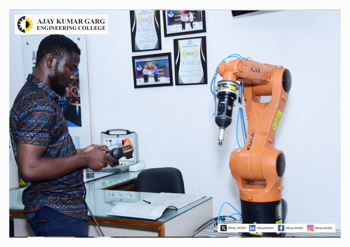 Official_AKGEC's tweet image. #AKGEC Skill Foundation successfully completed #KUKARobot Basic #Training for Sharda University students and an international student from Cameroon, providing hands-on robotics experience and enhancing their #automation skills for future challenges.
 #akgecskillfoundation