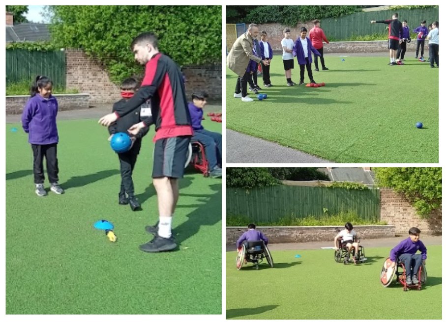 BPrimary's tweet photo. Thanks to @AspireSportsUK who delivered their 'Road to Paris' day one on Friday. The children thoroughly enjoyed experiencing the different activities. The sports wheelchairs were a special hit &amp; Mr Rogerson couldnt resist coming down to have a go. @ElliotSchools @BCSGO https://t.co/NrVrtF23uD