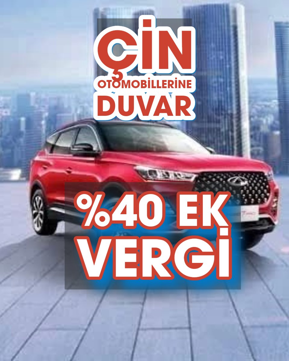 turgutyuksekdag's tweet photo. %10 + %40 + ÖTV + KDV❗️

Yayınlanan tebliğ ile elektrikli otomobil ithalatı imkansız hale getirilen Çinli otomobil markaları çareyi benzinli ve içten yanmalı satışı ile bulmuştu.

Özellikle Chery kısa sürede en çok satılan 3. marka haline gelerek önümüzdeki dönem için bir çok Çinli markaya da yol açmıştı.

Elde edilen bu yüksek satışlar ve gelecekteki olası satışların önünü kesmek için Çin menşeili Benzinli ve hibrit motorlu otomobillere %40 ek vergi getirildi.

Uygulama 30 gün sonra devreye (7 Temmuz) girecek!

Ne 7 Temmuz’muş ama!

Çinli markaların elinde ise artık sadece Avrupa üretimleri kaldı. (Fabrikalar tamamlanıp, üretime başlayınca) Ona nasıl çözüm bulacaklar bakalım?