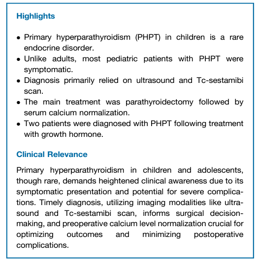 sociedadSEEN's tweet photo. 🦴Primary Hyperparathyroidism due to Parathyroid Adenoma in Children and Adolescents
👉El #HPTP en niños y adolescentes suele ser sintomático y más grave que el de los adultos. La causa principal es el adenoma paratiroideo único
https://t.co/jmmdmdTaJY
@oseoseen https://t.co/LYSayFuWZe