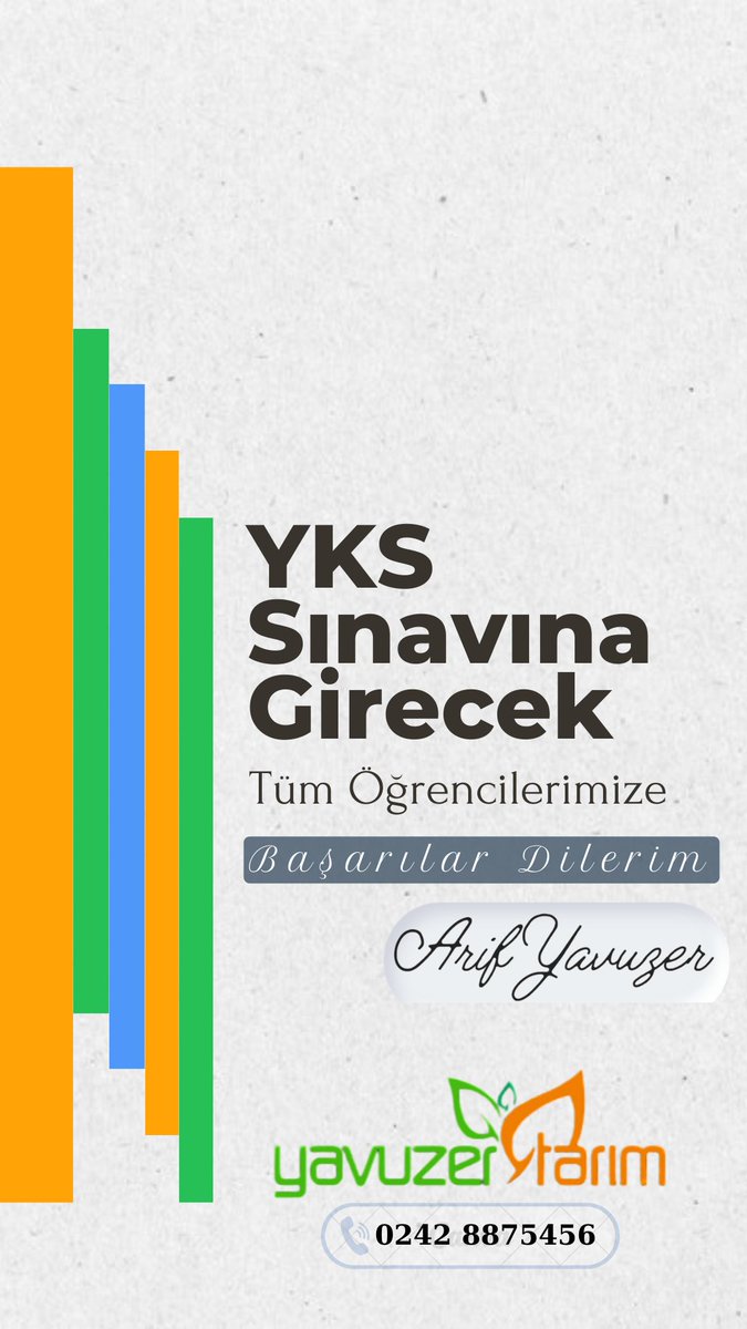 Yükseköğretim Kurumları Sınavı (YKS) girecek tüm öğrencilerimize başarılar dilerim. 
Hayatlarına yön verecek olan sınavın hedeflerine ulaşmak için çalışmalarının karşılığını almalarını temenni ederim.
