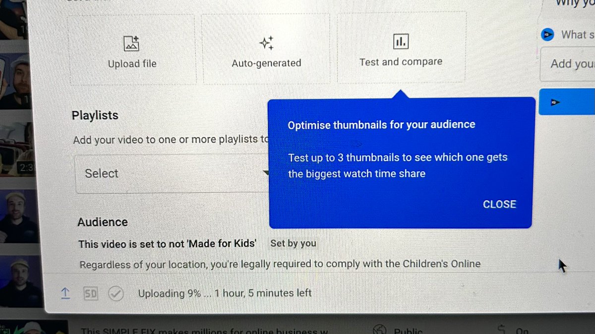 YES!!!

This is the best news I could wake up to.

I’ve got access to A/B thumbnail testing for YouTube &amp; I can upload 3 thumbnail variations.

Excited to test this out today.