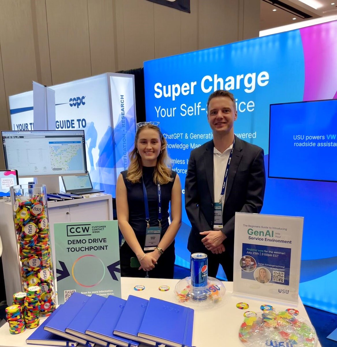 USUSolutions's tweet image. #CCWVegas was the place to be! 🙌 
Not only did we have great conversations, we were also honored with being the runner-up for the “Disruptive Technology of the Year” category at the CCW Excellence Awards! ✨

#USUSolutions #KnowledgeManagement #CustomerContactWeek