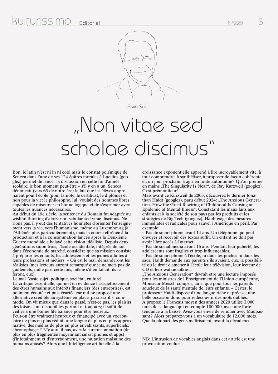 SoldAlvin's tweet image. L’école est finie, ou presque, oublions-là. Ou discutons-en, comme le propose kulturissimo, un supplément mensuel du Tageblatt. Mon édito, aujourd’hui: