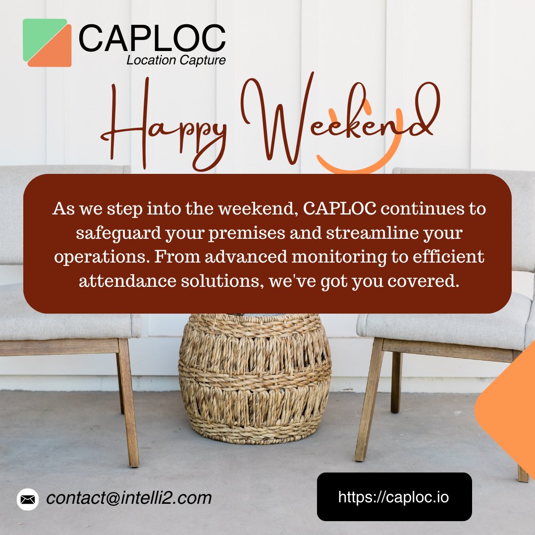 IntellisquareNg's tweet image. 🌟 Weekend Vibes with CAPLOC! 🌟

As we step into the weekend, CAPLOC continues to safeguard your premises and streamline your operations. 
Visit caploc.io to learn more.

#WeekendSafety #Security #AdvancedMonitoring #AttendanceSolutions #CAPLOC #SmartSecurity