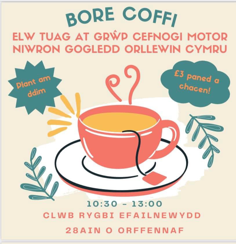 Bore coffi☕
Coffee morning ☕
Raising money and awareness of #mnd 💙🧡 Efailnewydd rugby club #pwllheli 
#northwales 
<a href="/mndassoc/">MND Association</a> 
<a href="/MNDNEWales/">MND NE Wales</a> 
<a href="/mndassocWALES/">MND Association | Cymru Wales</a>