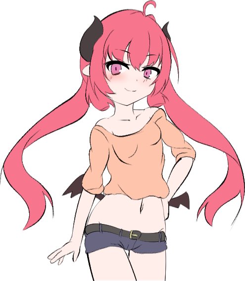 #ブルアカ 私服ジュンコ案羽が出しやすいようヘソ出しルックのイメージ 