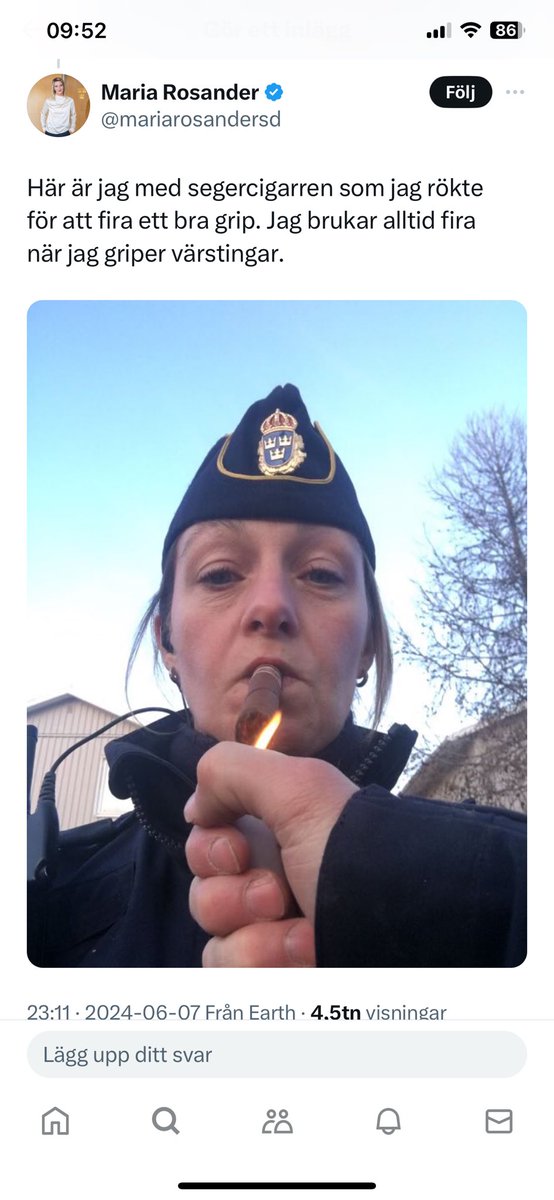 Jag tycker det här bara drar <a href="/Polisen_Sverige/">Polisen nationellt</a> i smutsen. Visa lite respekt för ämbetet, tack.