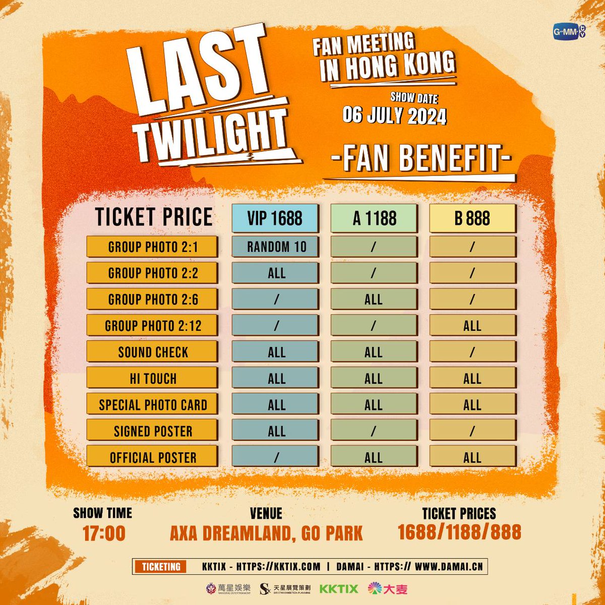 各位，還在想念Mhok與Day嗎？
依然沉浸喺《Last Twilight》中無法抽身嗎？🤔
💥超大驚喜！Jimmy和Sea即將前往香港再次與大家見面！
佢哋會帶住更多‘暮色下’的小故事來同大家分享～
更帶埋特別嘉賓小夥伴Ohm一齊來同大家玩👏🏻
希望每一次見面都可以和你哋更新更難忘的回憶🥰

「LAST TWILIGHT FAN