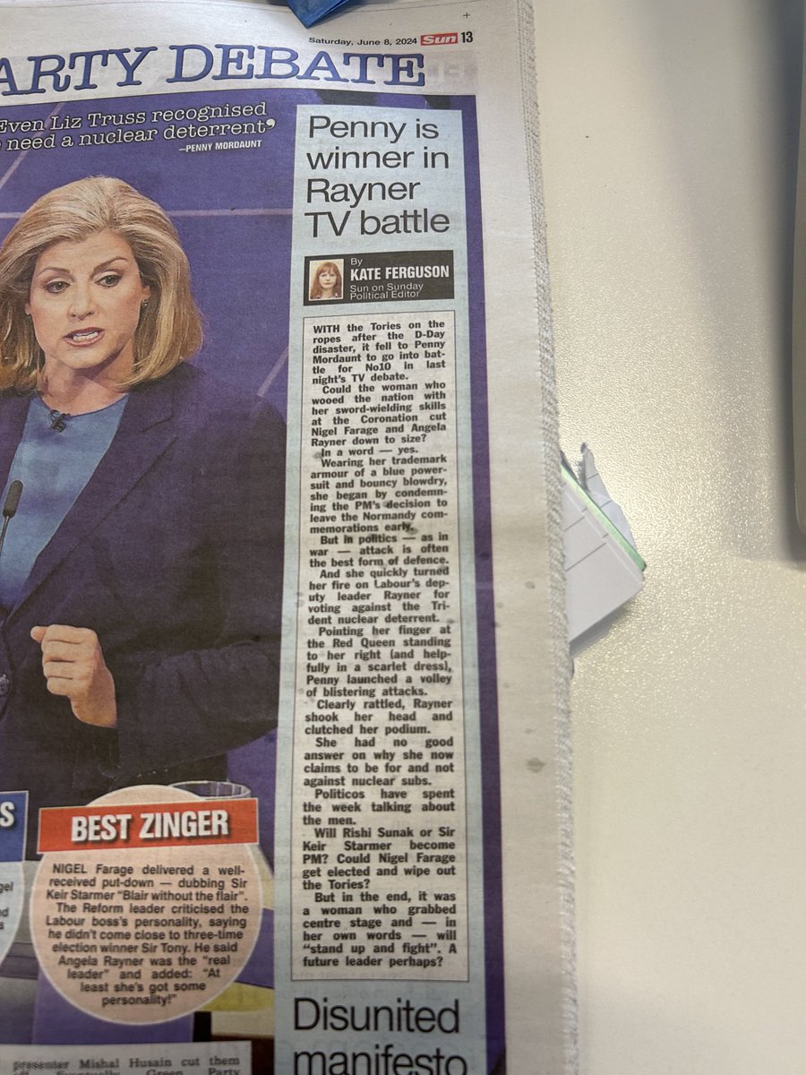 kateferguson4's tweet image. My take on last night’s TV debate: 

Penny Mordaunt goes into battle &amp;amp; does a good job of cutting her rivals down to size.

Everyone has spent all week talking about boys: Rishi Sunak, Keir Starmer, Nigel Farage.

But it was a woman with a bouncy blow dry who grabbed centre stage