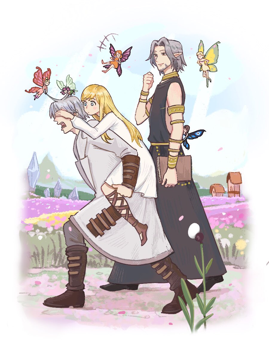 pommancy's tweet photo. Thancred and Urianger on the way home with Ryne🏡 https://t.co/zrRYWeP8UN