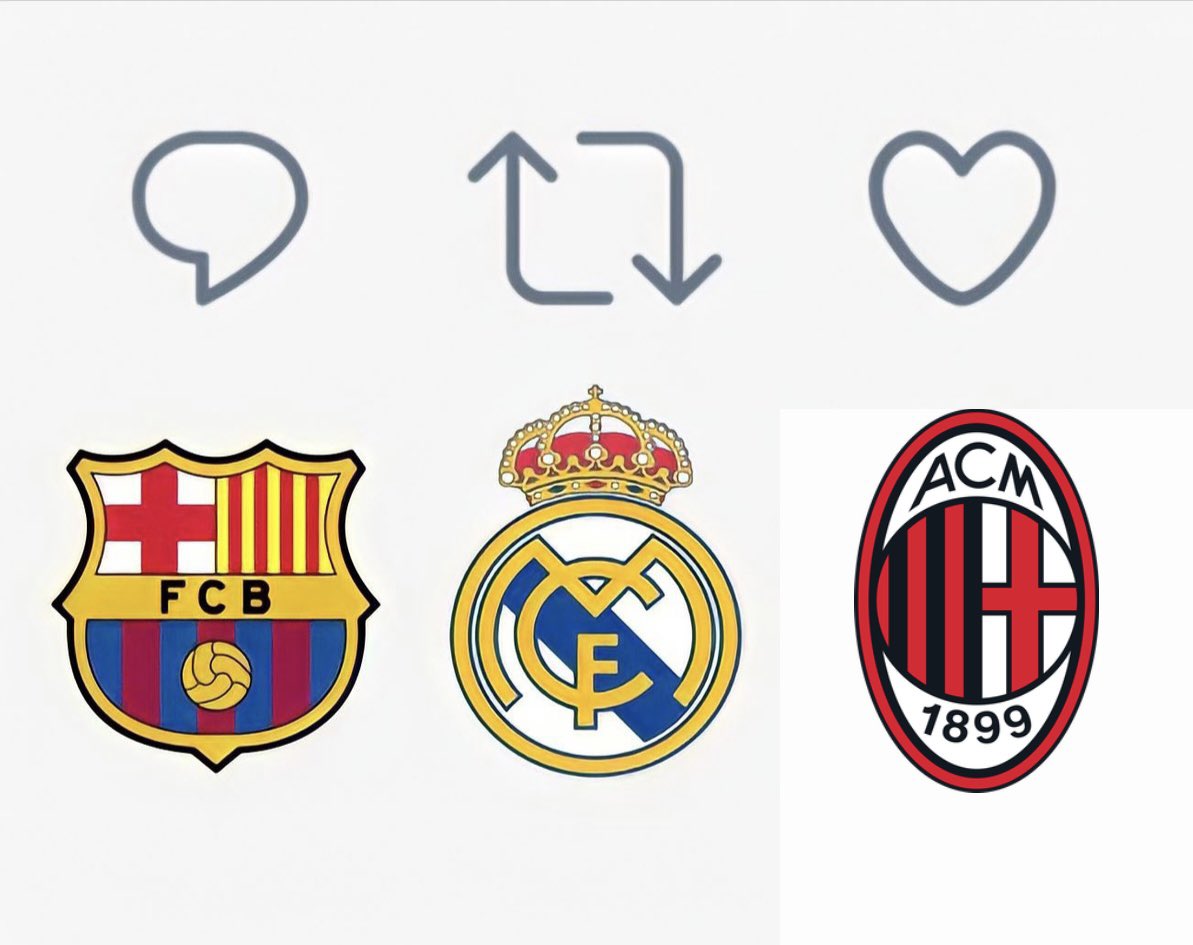 nemodric's tweet image. Biggest club? 

Barcelona.    Real Madrid.     AC Milan.