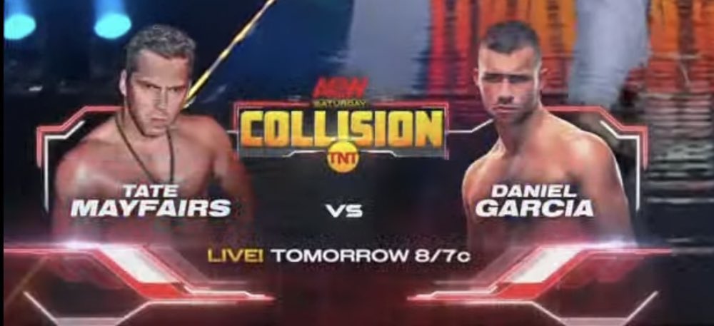 BritWres star <a href="/TateMayfairs/">TATE MAYFAIRS 🇬🇧</a> makes his <a href="/AEW/">All Elite Wrestling</a> debut on Collision tonight against Garcia.